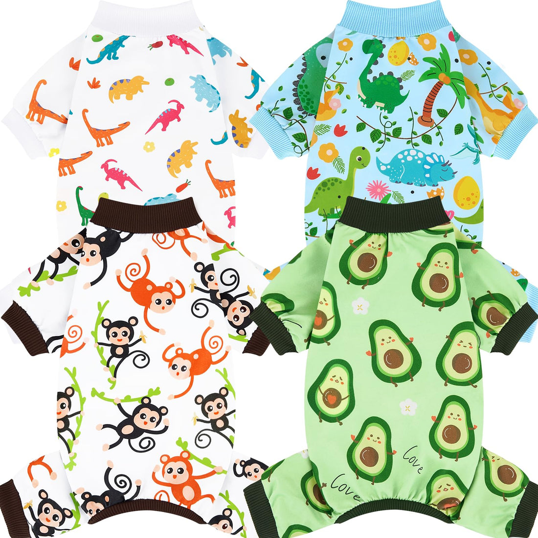 XPUDAC 4 Pack Dog Pajamas Soft Strechy Summer Doggie Clothes