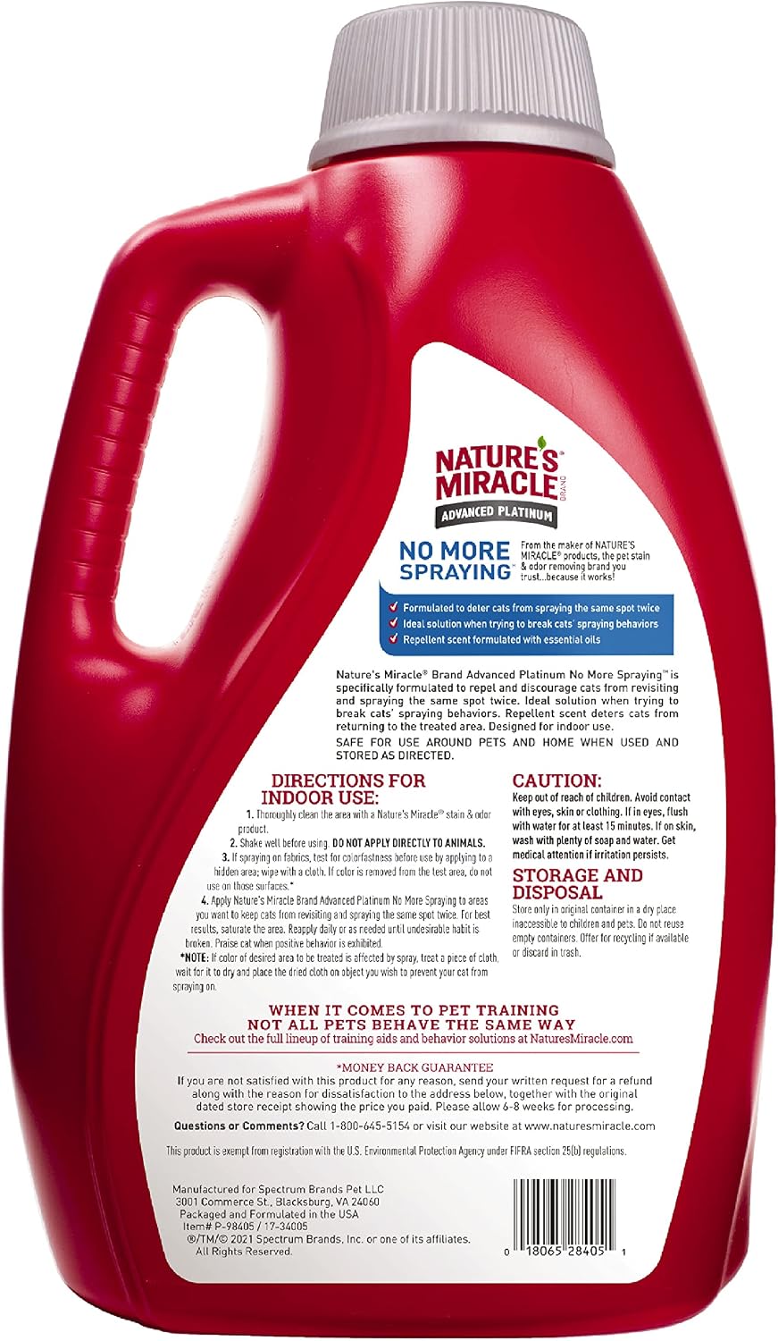 Nature’s Miracle Advanced Platinum No More Spraying, 128 Ounces