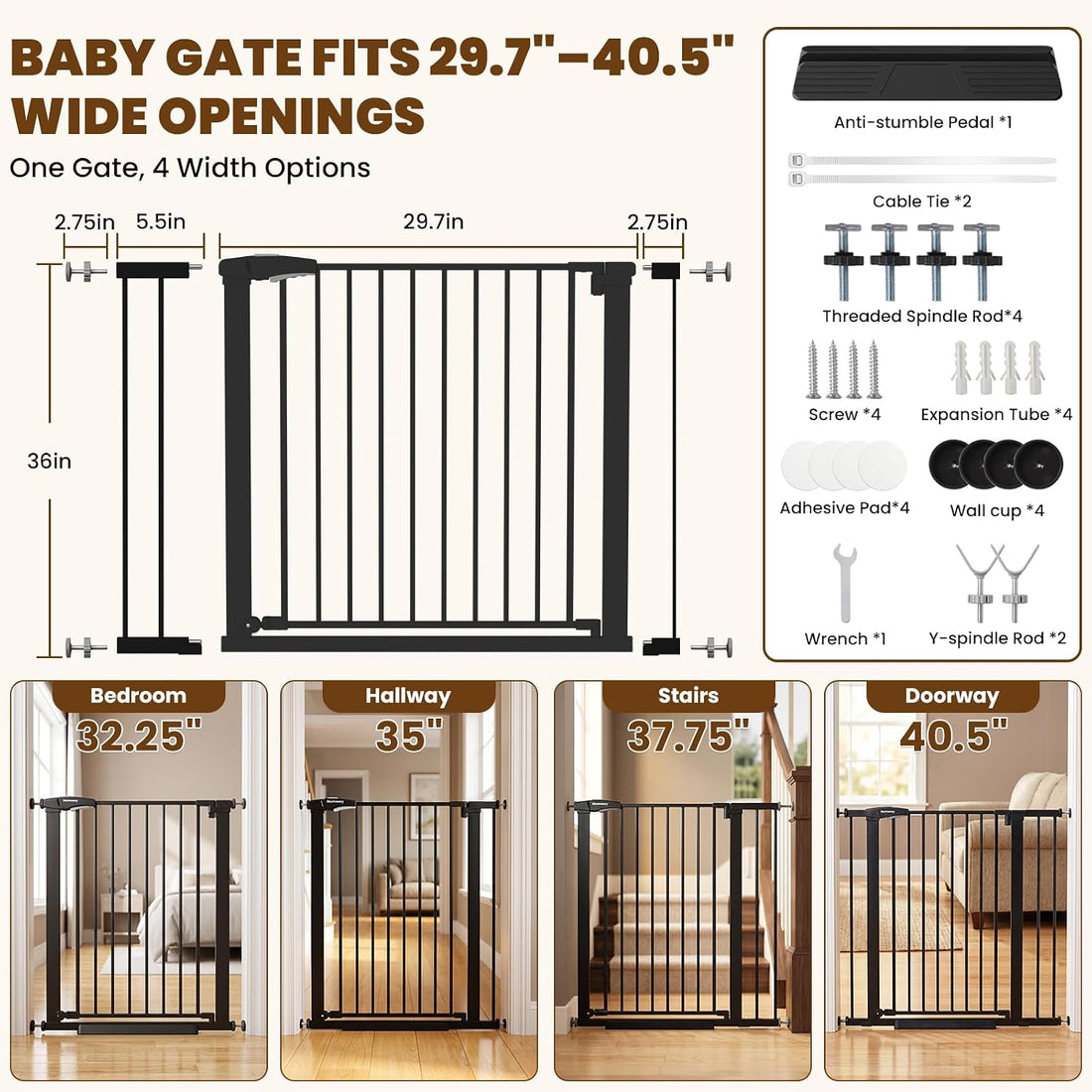 Mumeasy 36" High Extra Tall Dog Gate