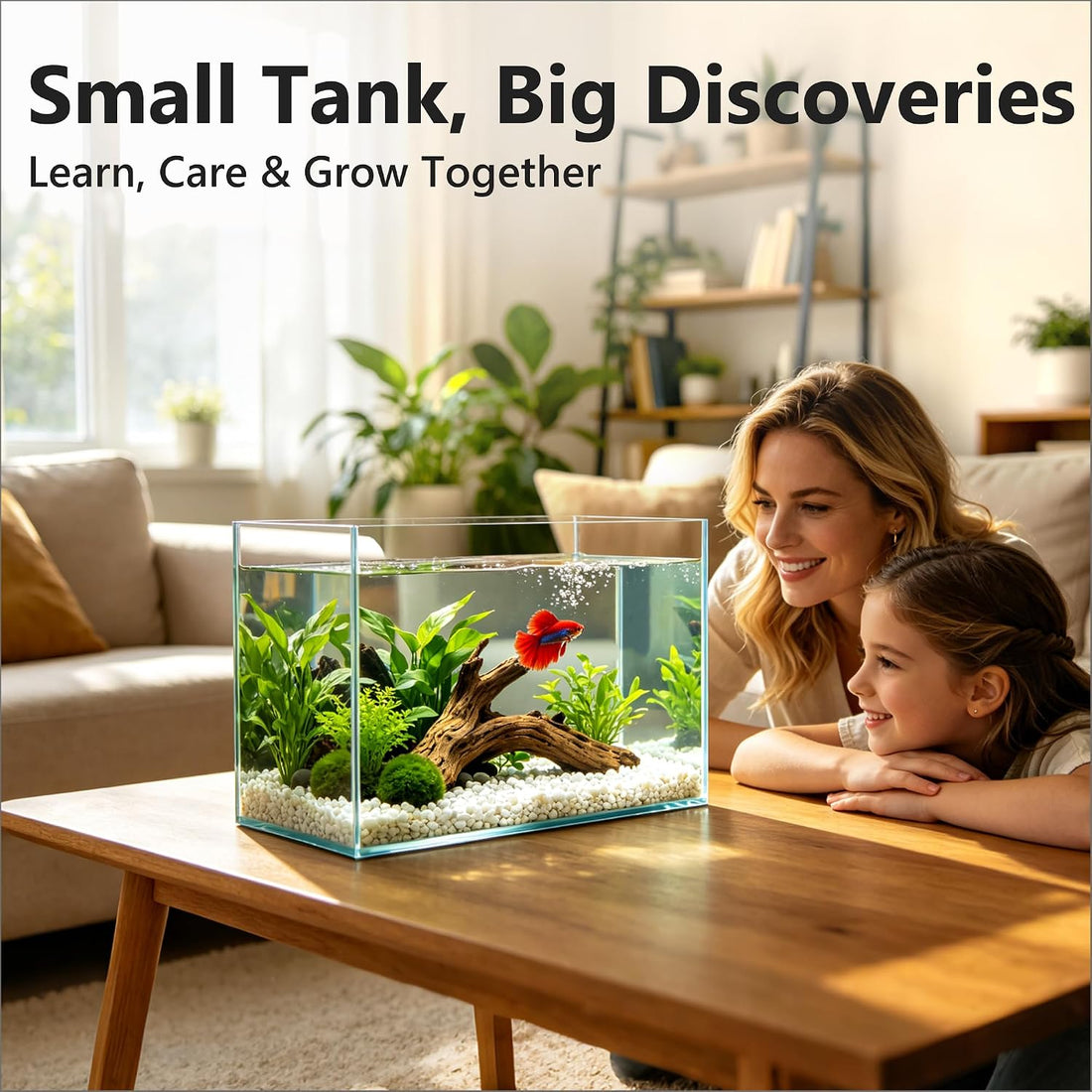 Hjarta 3 Gallons Fish Tank, Ultra-Clear Rimless Aquarium
