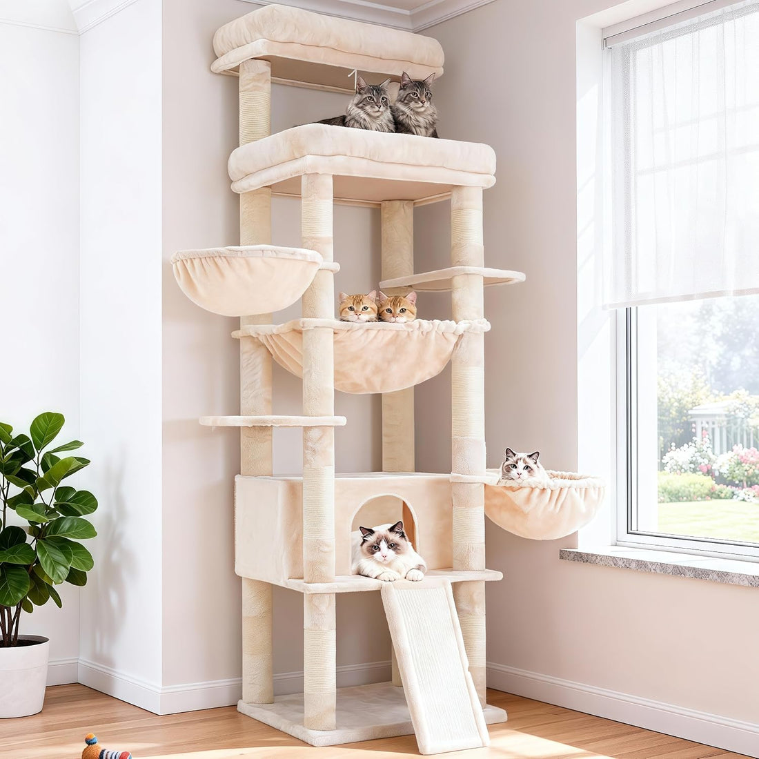 Hey-brother Cat Tree Tower with Extra Large Platform, Big Condo