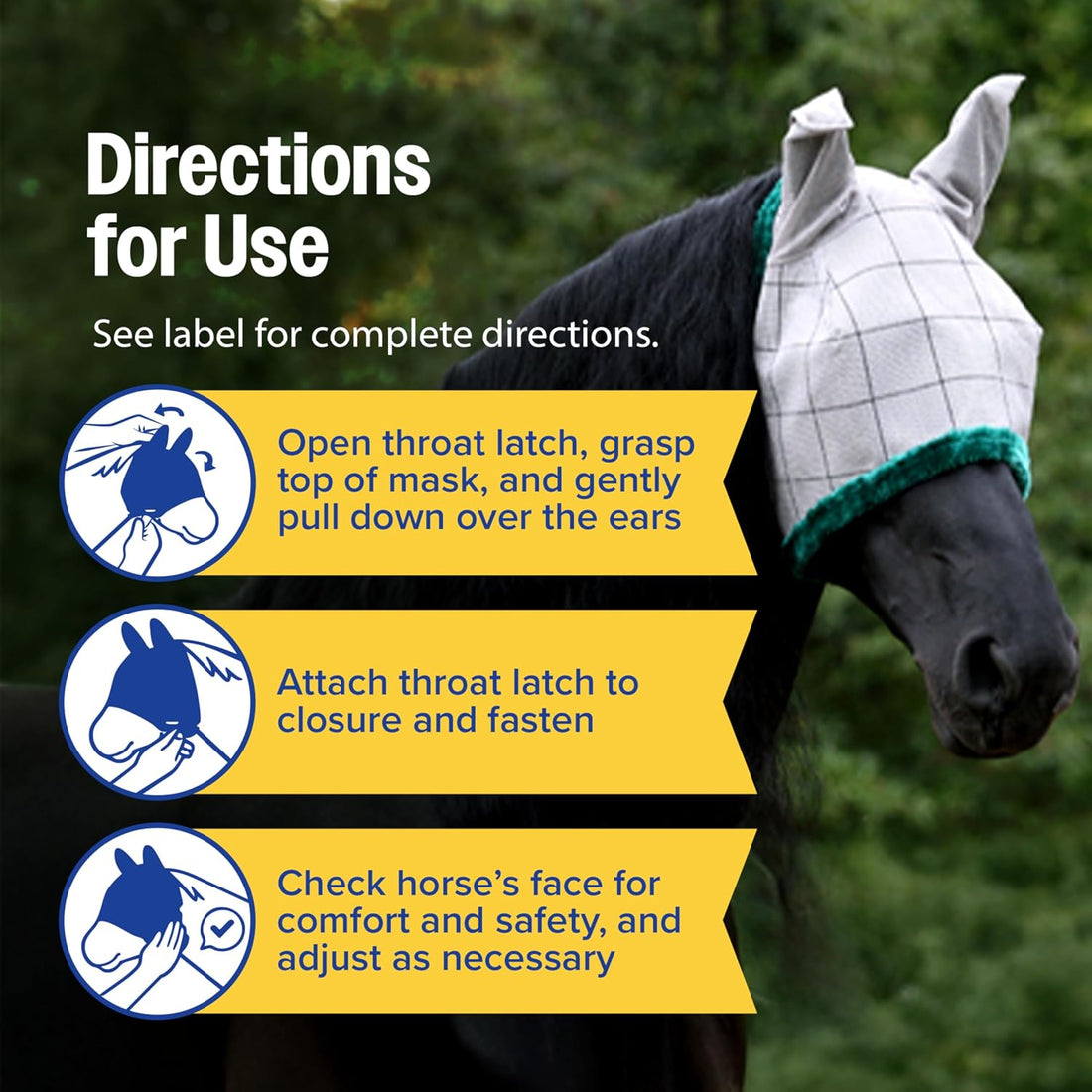 Farnam SuperMask II Horse Fly Mask with Ears, Average Size