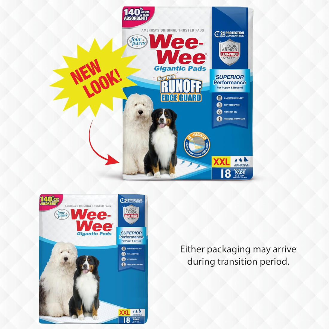Four Paws Wee-Wee Superior Performance Pee Pads for Dogs with Runoff