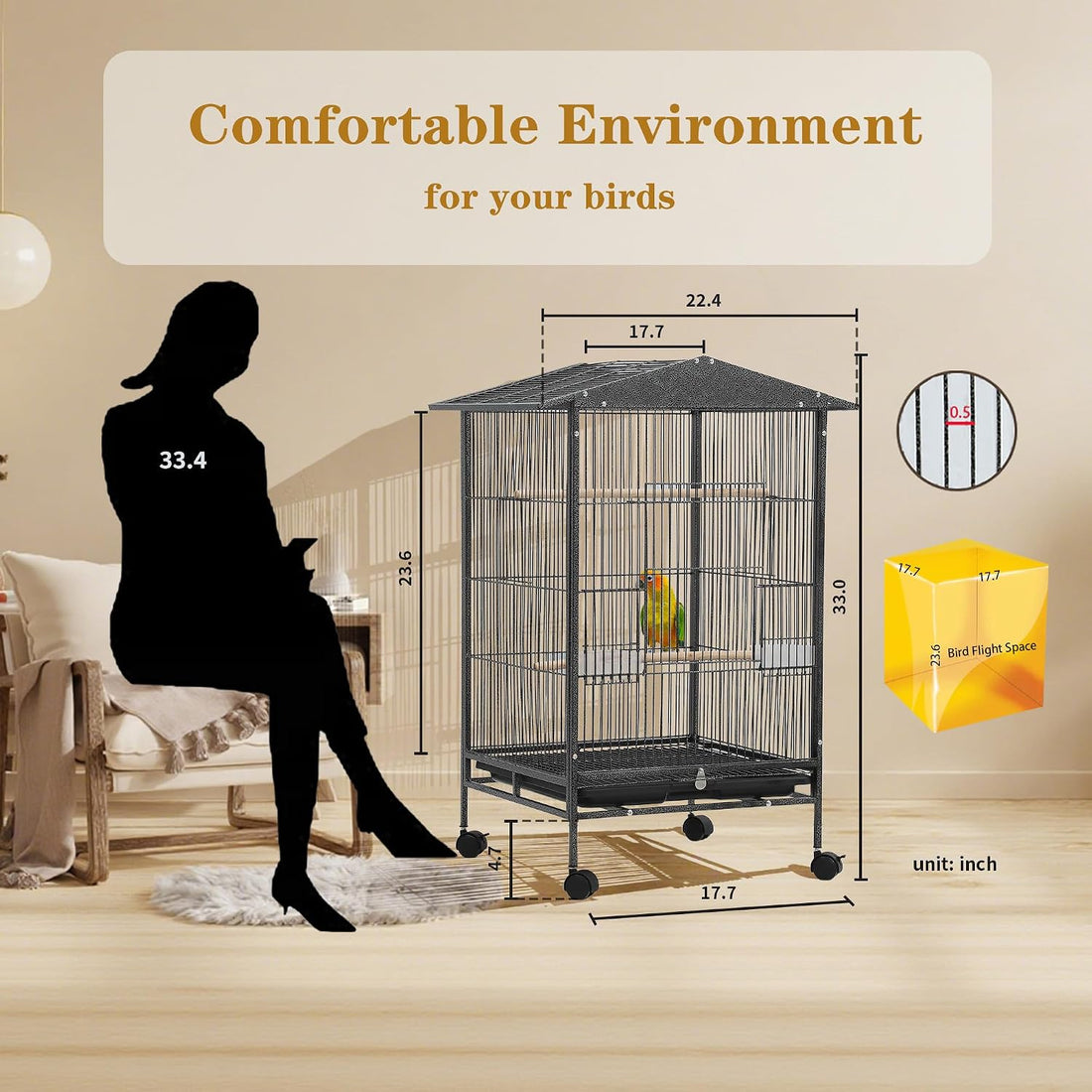 Large Parakeet Cage,Small Bird Cage,Cockatiel Cage for Birds