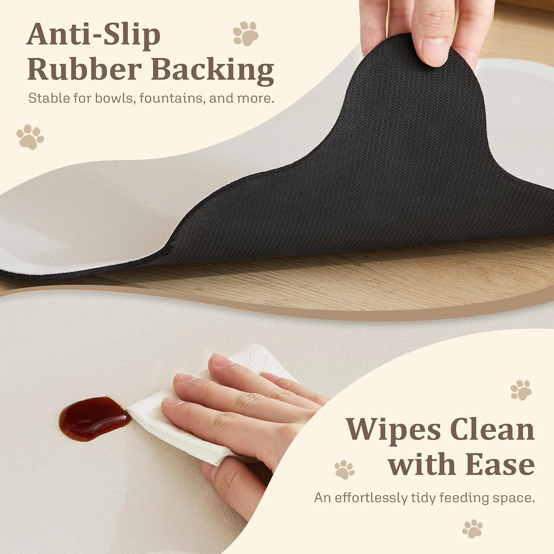 Scalloped Dog Feeding Mat, Absorbent Bowl Placemat