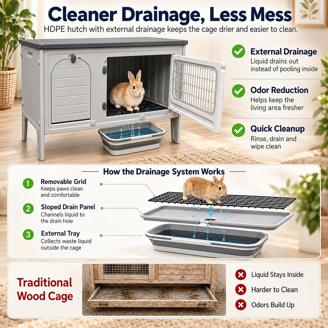 Rockever Rabbit Hutch Indoor Outdoor
