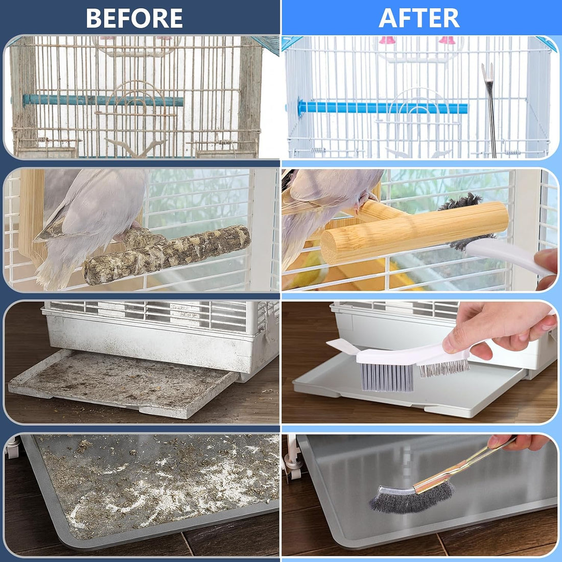 XANGNIER Bird Cage Cleaner Brush Kit,Bird Poop Remover Cleaning Tools