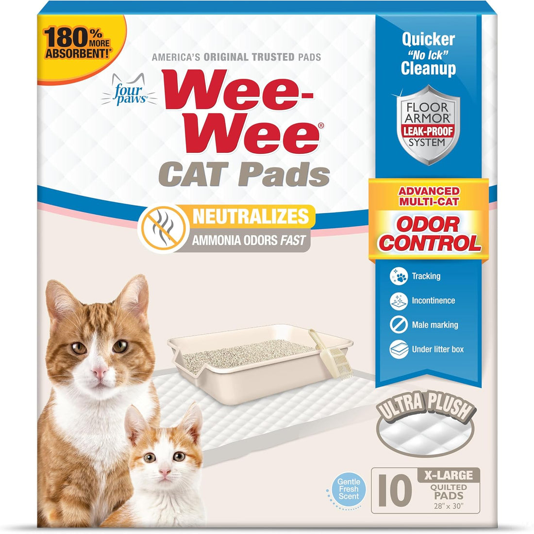 Four Paws Wee-Wee Cat Pads, Fresh Scent, 10 Count