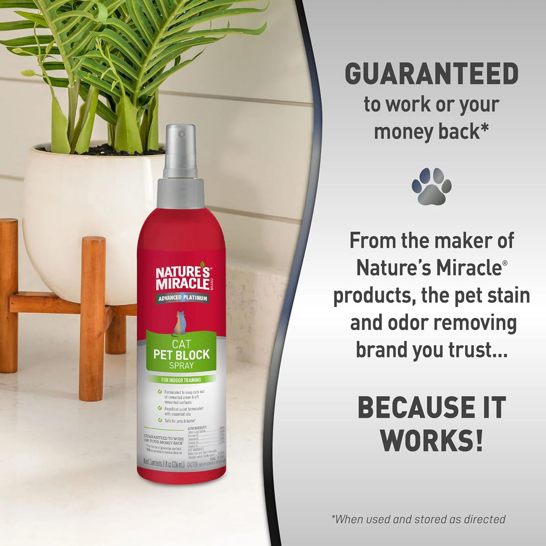 Nature's Miracle Cat Pet Block Repellent Spray, for Indoor Training