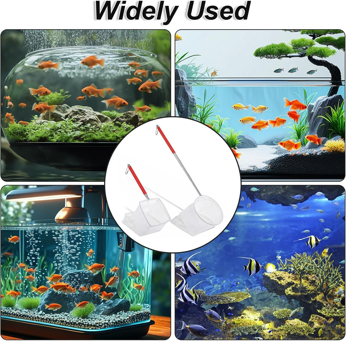 2Pcs Aquarium Shrimp Net, Extendable Fish Tank Net