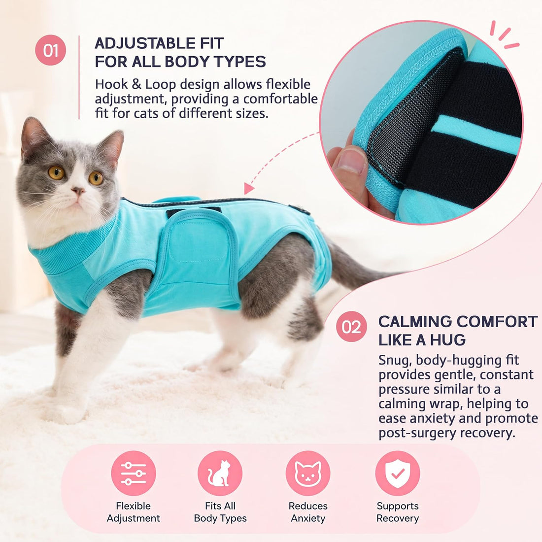 PUMYPOREITY Soft Cat Onesie Surgery Suit for Spay Recovery