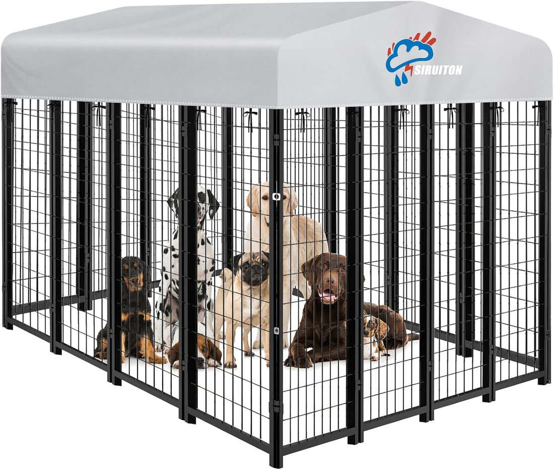 SIRUITON 8x4FT Outdoor Dog Kennel Replacement Cover,Heavy Duty 600D