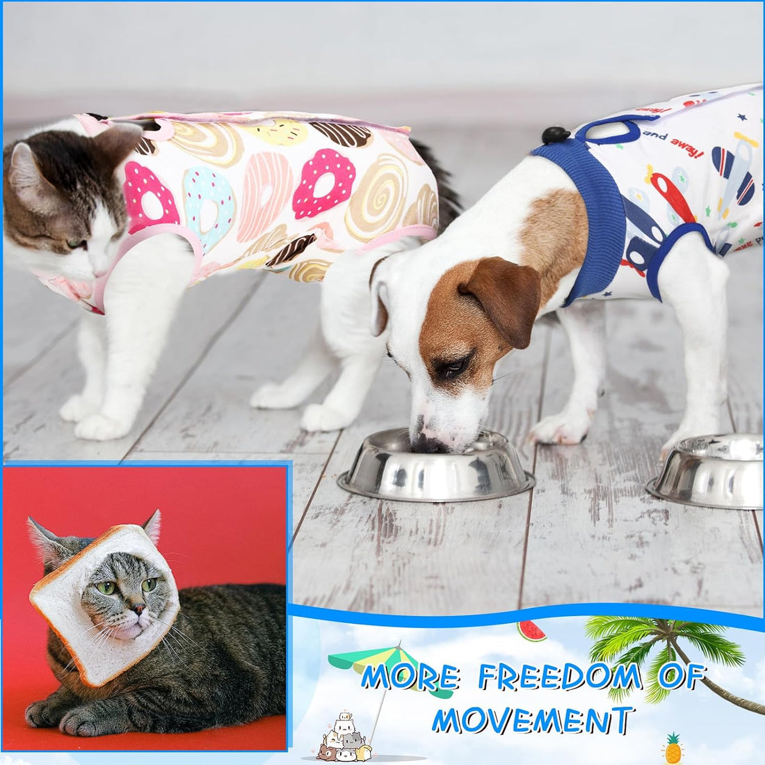 Kacctyen 6 Set Cat Recovery Suit After Surgery Female and Male Cat