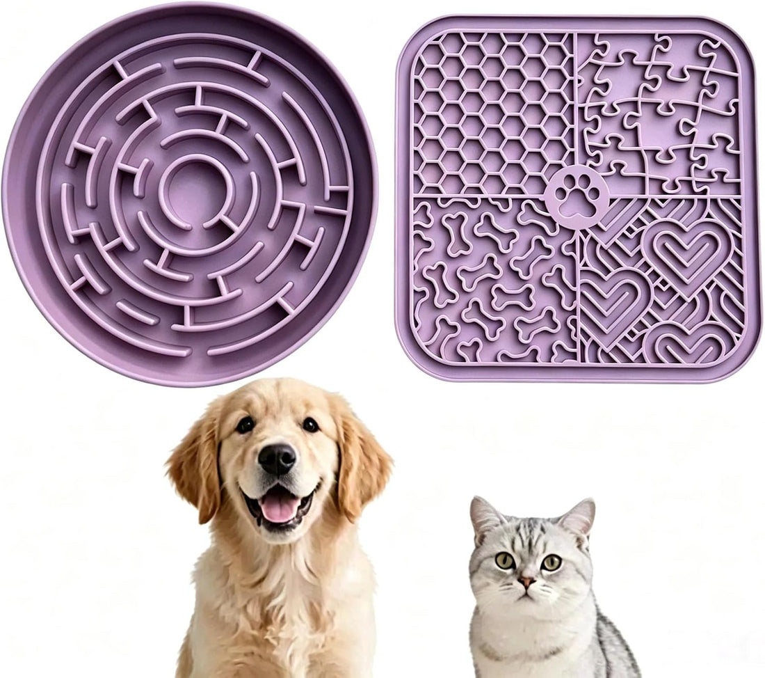 YCT Dog Cat Lick Mat and Slow Feeder Bowl Set