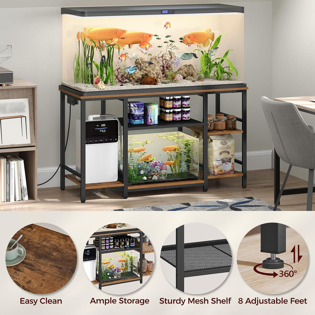 MAHANCRIS 55-75 Gallon Fish Tank Stand with Power Outlet