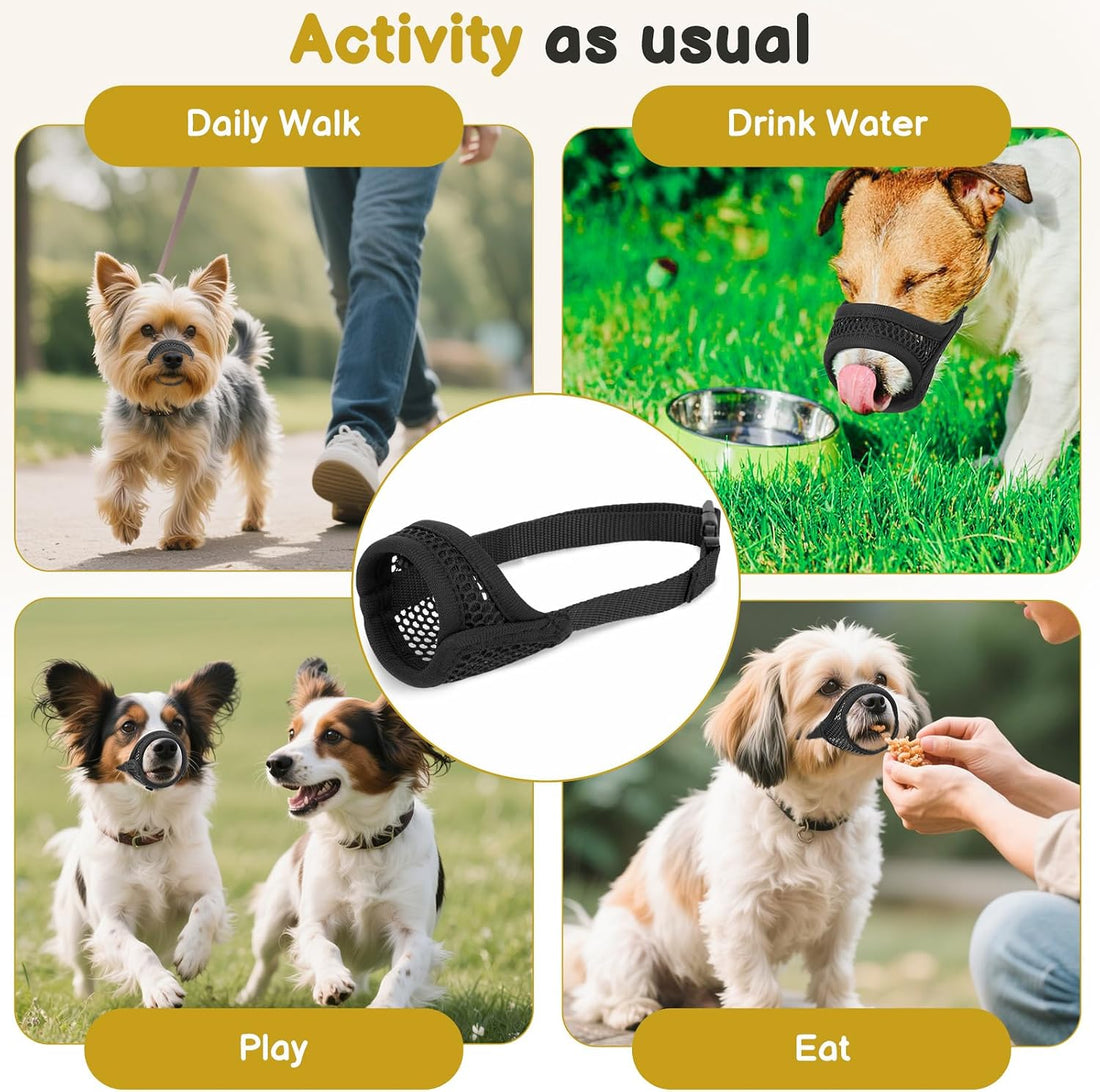 Mayerzon Mesh Muzzle for Short Snout and Small Medium Dogs Anti-Biting