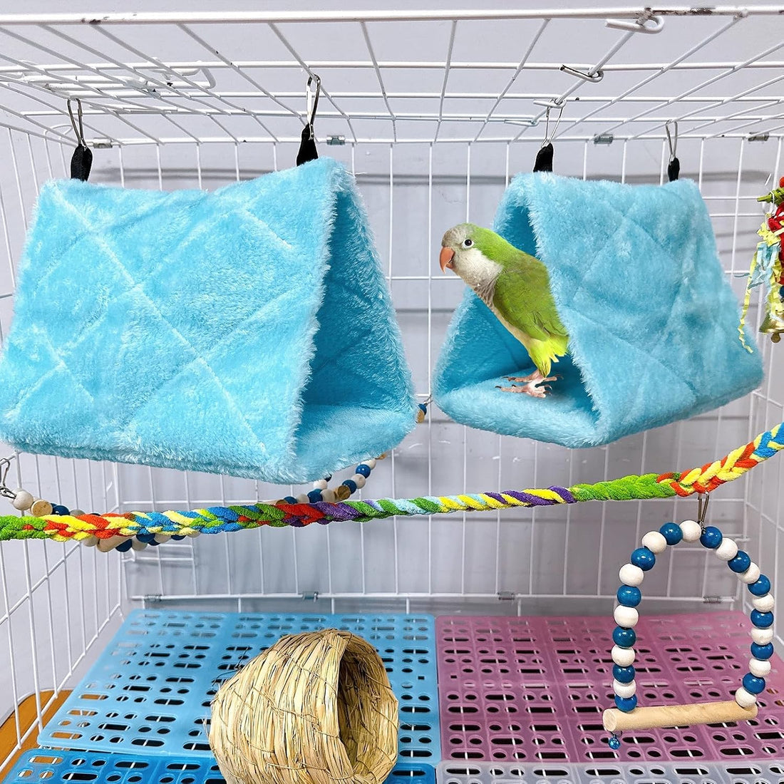 2Pcs Bird Tent Plush Hammock Warm Hut Hanging Nest for Cage