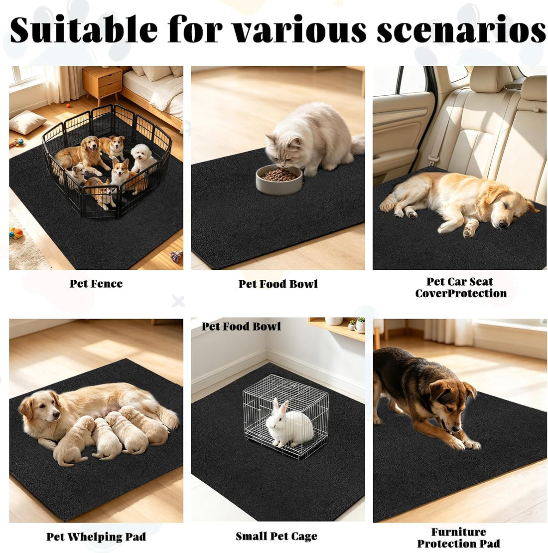 47"x61" Under Dog Crate Mat, Waterproof Floor Protector Mat