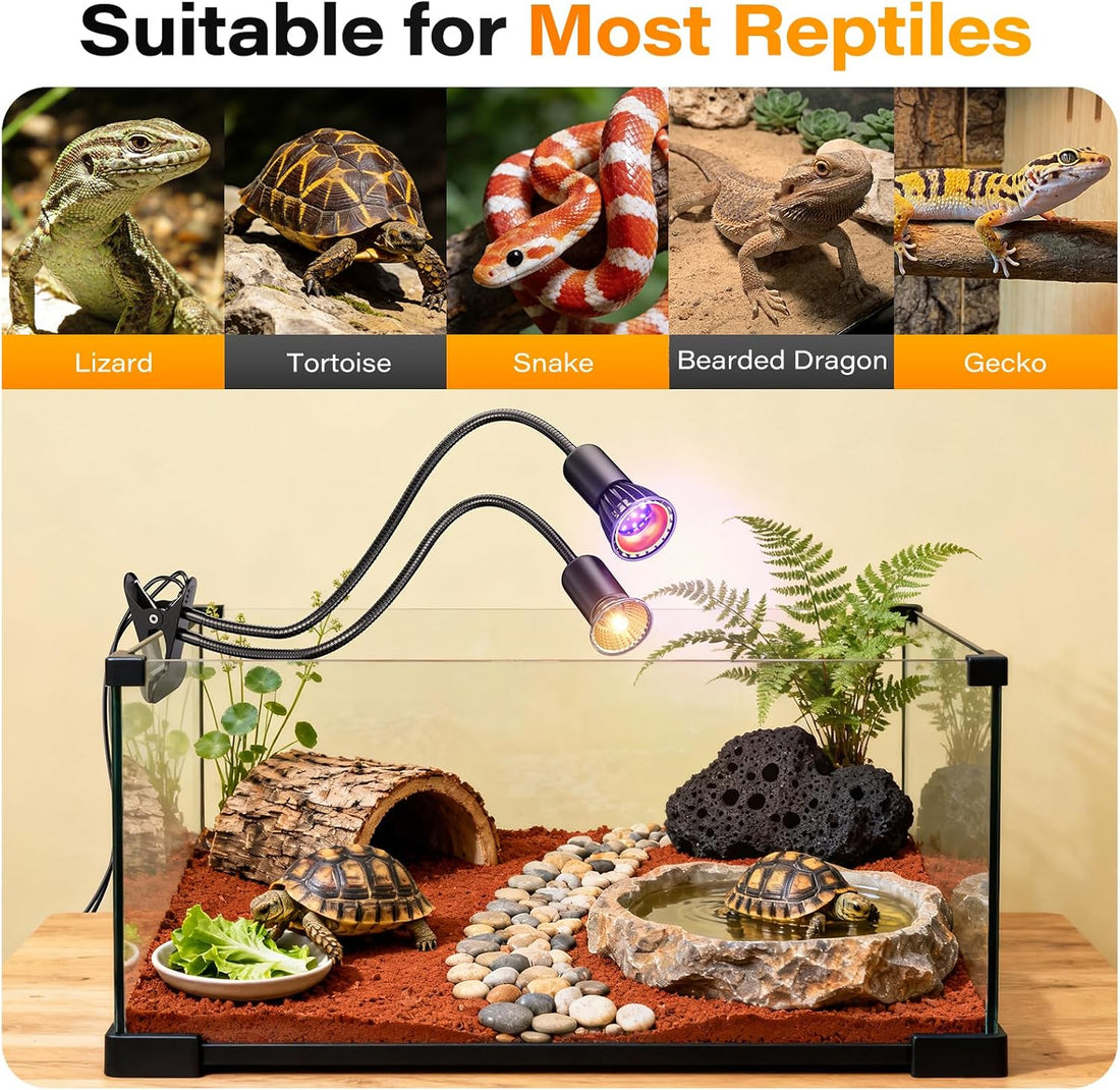 UV Reptile Heat Lamp, UVA UVB Reptile Light with Clamp