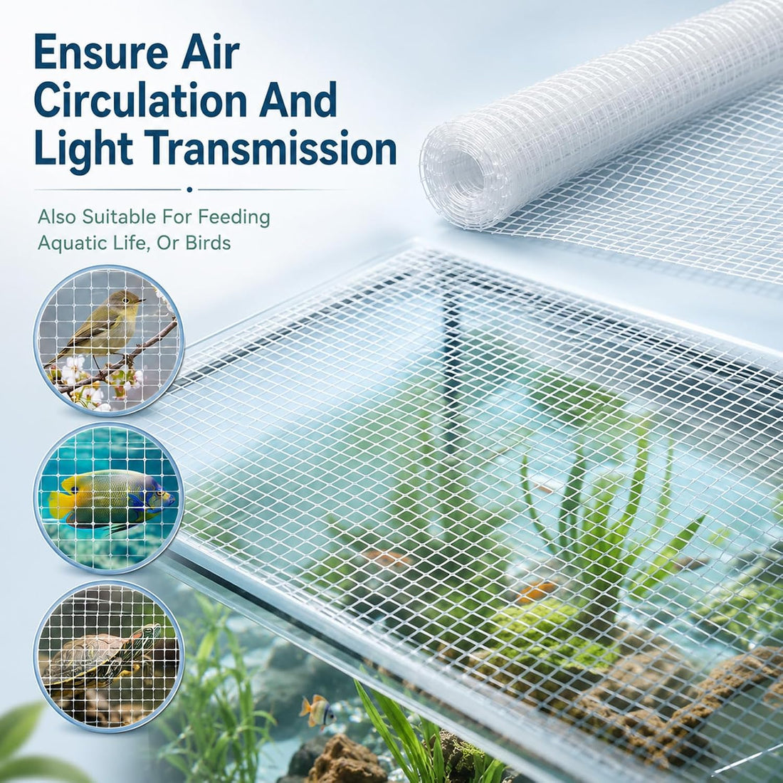 Fish Tank Mesh,3.9 X 4.9 Feet Clear Aquarium Mesh Netting Material