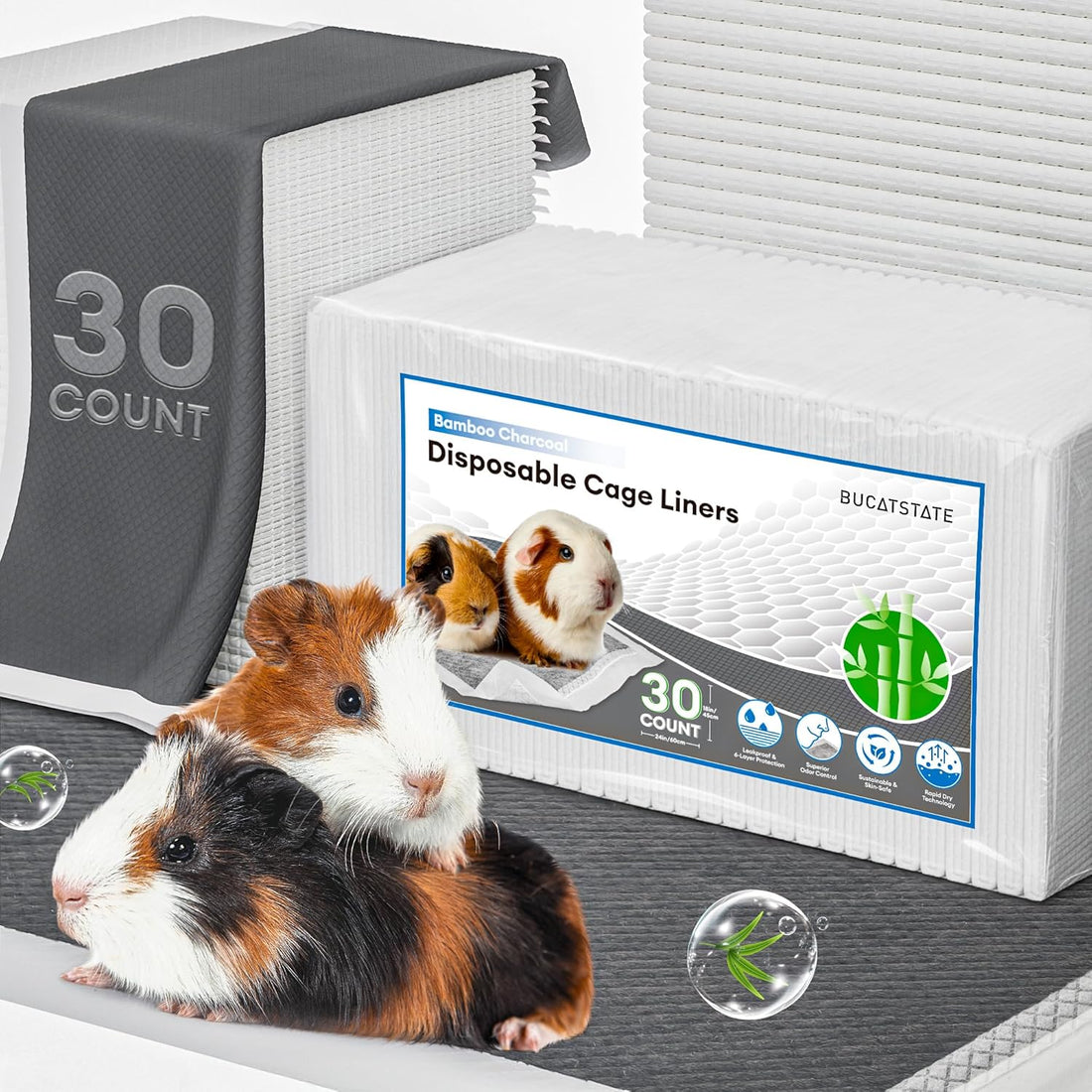 BUCATSTATE Disposable Guinea Pig Cage Liners 30 Count