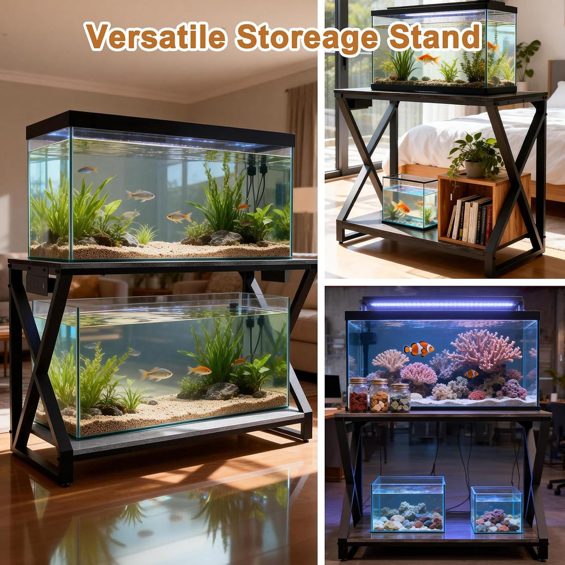 fishkeeper Heavy Duty 50 Gal Aquarium Stand with Charging Station