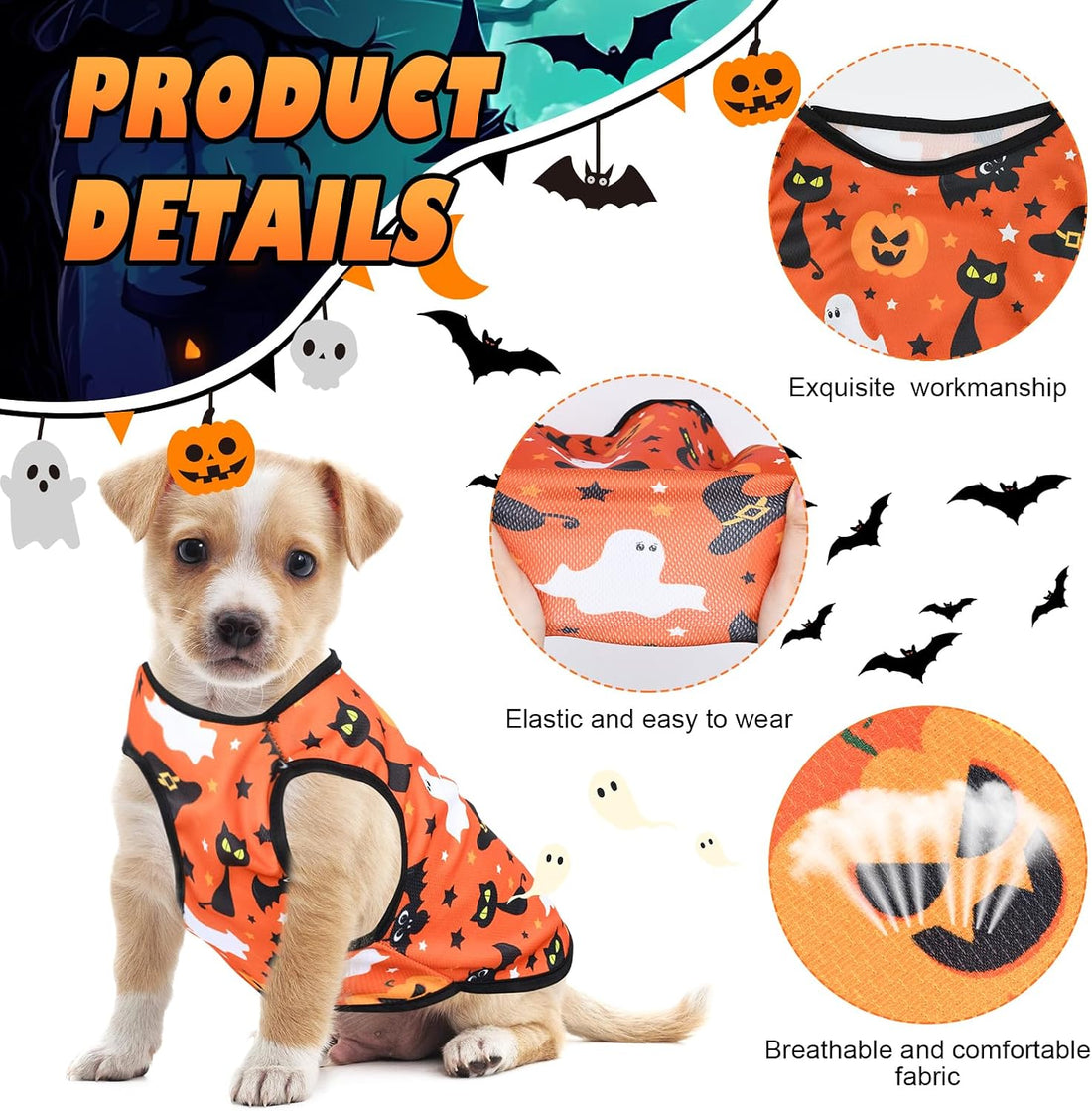 6 Pack Halloween Dog Clothes for Small Dogs