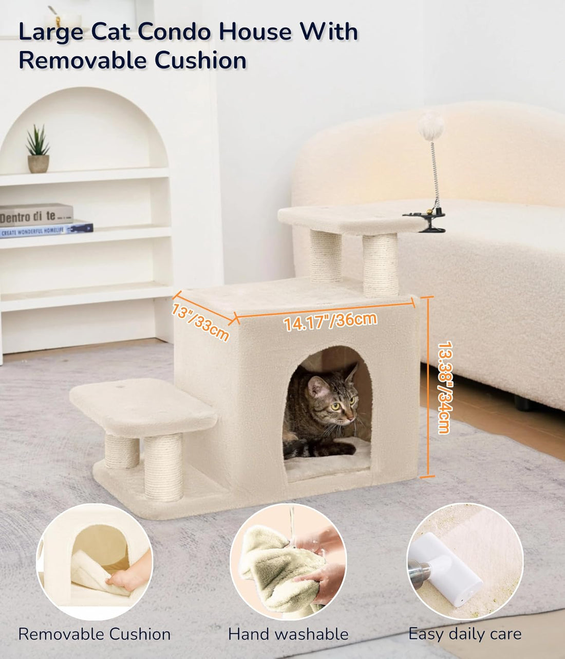 Happi N Pets Cat Stairs for Bed, Stable Pet Step with Condo