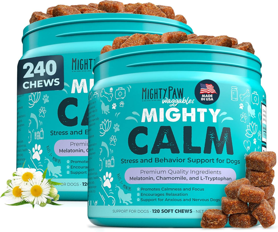 Mighty Paw Calming Chews for Dogs with Melatonin, Waggables, 120 Count