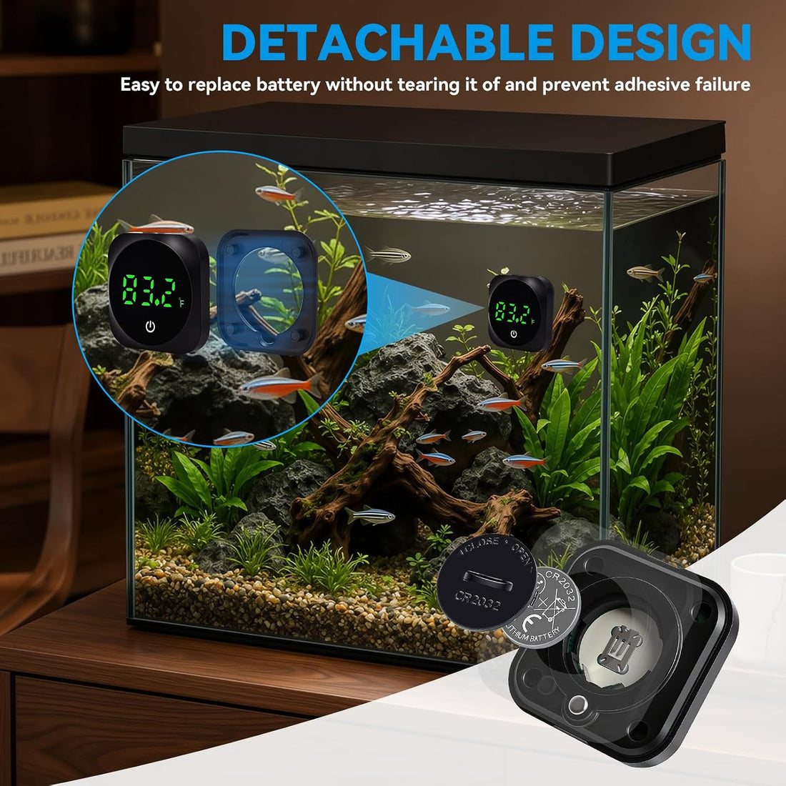 Digital Aquarium Thermometer, Stick-on Fish Tank Water Thermometer