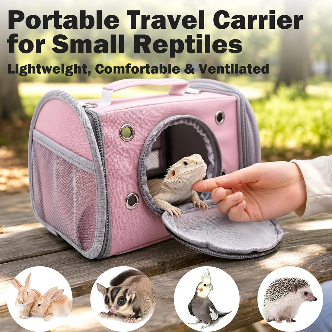Small Animal Carrier Bag, Breathable Reptile Travel Carrier Transport