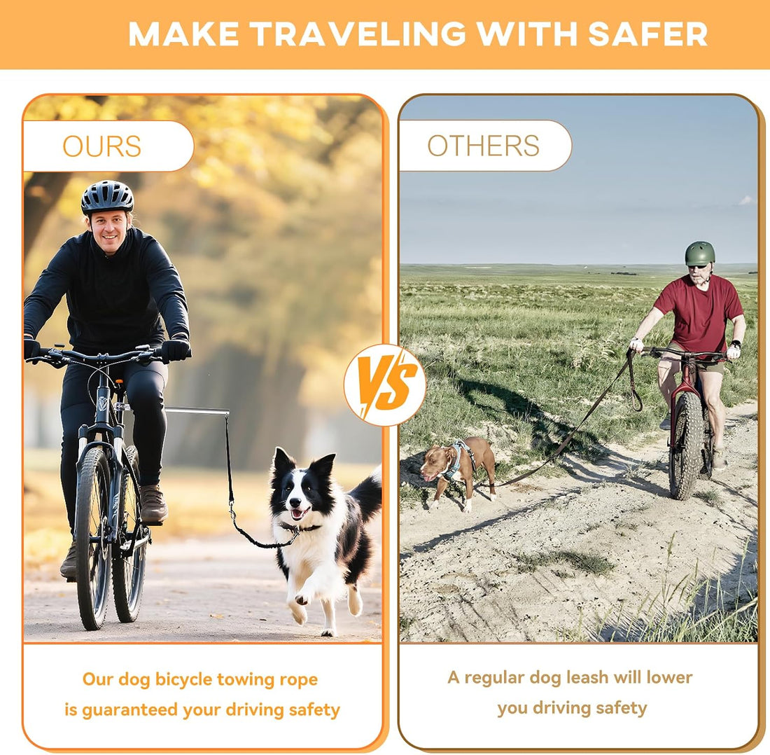 Hands Free Dog Bike Leash for Large Dogs, Heavy Duty Buffer Rope