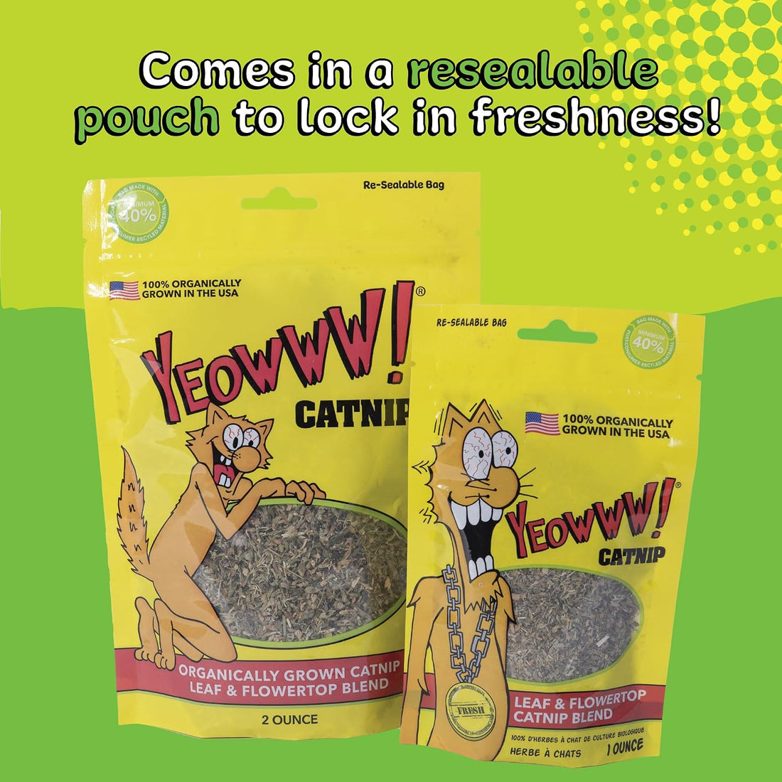 Yeowww! Organically Grown Catnip for Cats - 2oz Pouch
