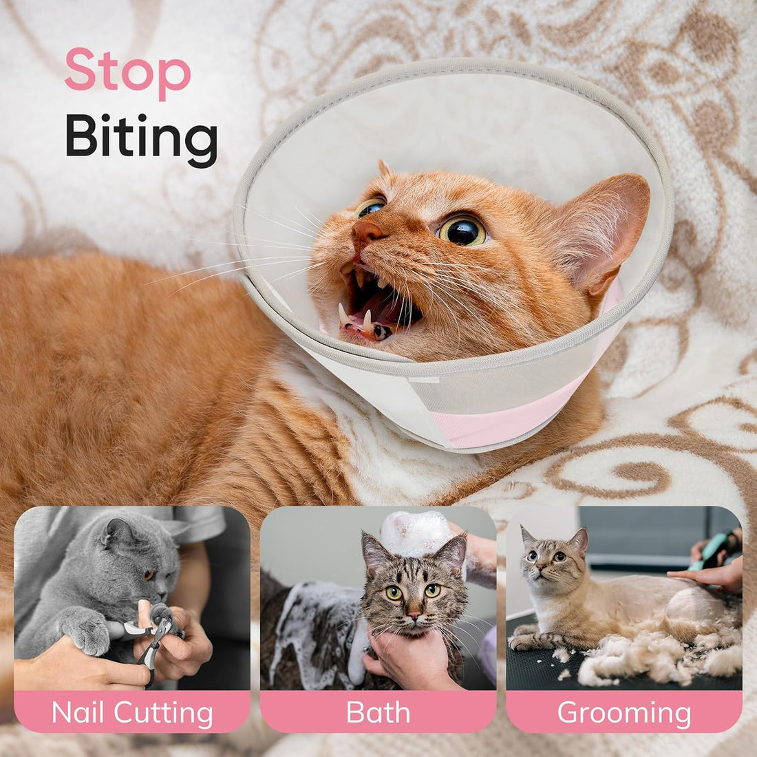 Supet Soft Cat Cone Collar Recovery to Stop Licking Breathable Mesh