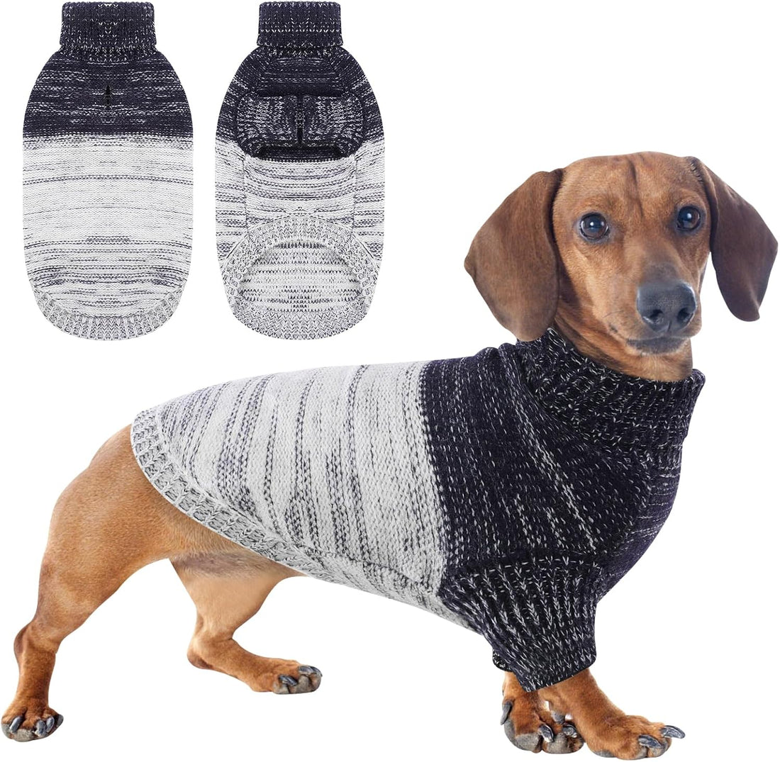 Queenmore Knitted Pullover Dog Sweater, Turtleneck Pet Cat Sweater