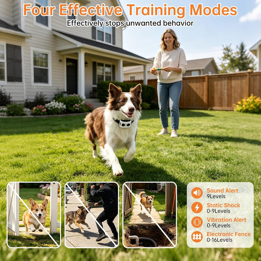 2-in-1 Wireless Dog Fence and Shock Collar for Large Dogs