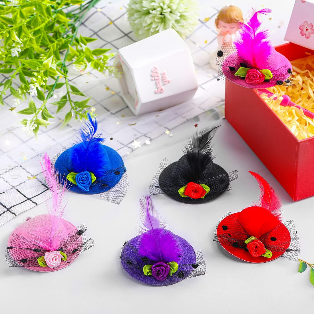 Weewooday 6 Pcs Chicken Hats for Hen Mini Chicken Helmet Accessories