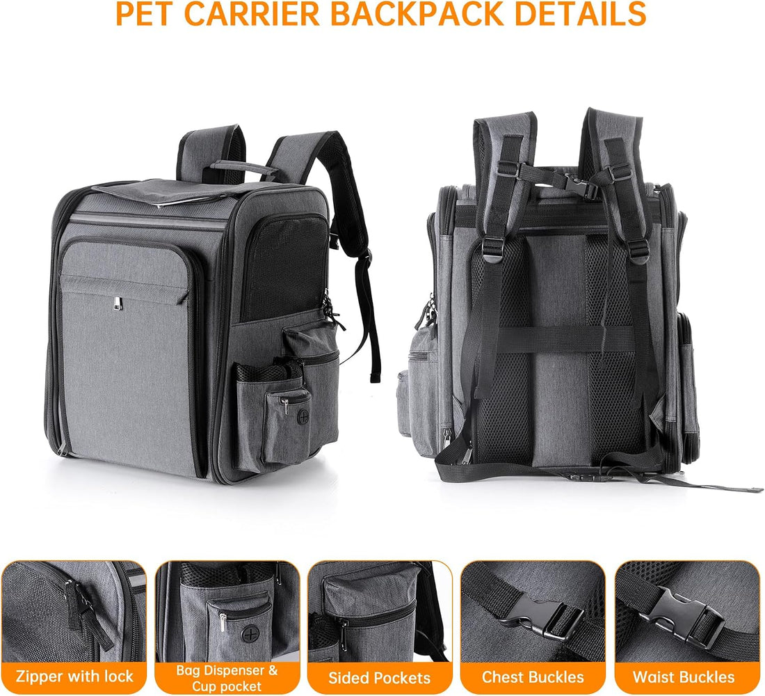 GROXKOX Cat Backpack Carrier,Double Side Expandable Cat Carrier