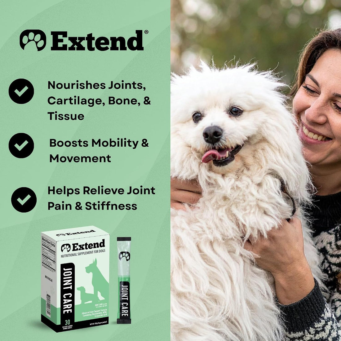 Extend Dog Hip and Joint Supplement Beef Flavored Powder Packets