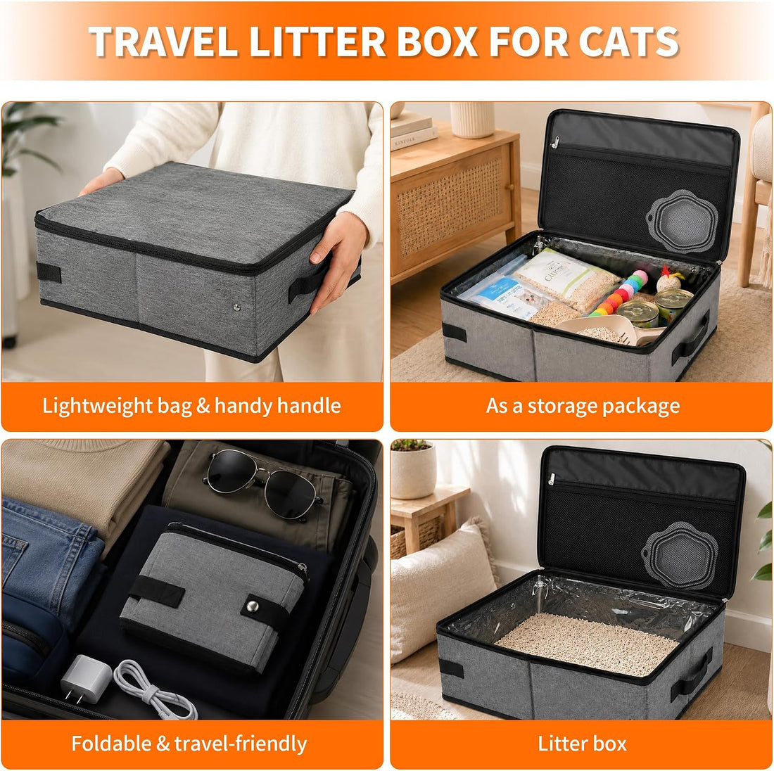 Aokeyee Portable Travel Litter Box for Cats