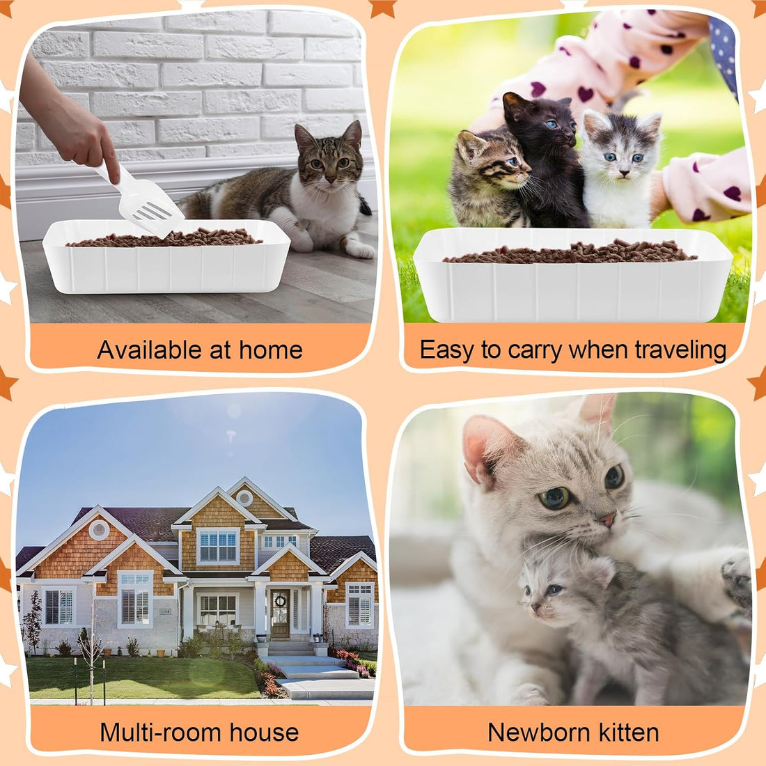 Bokon Pcs 50 Disposable Litter Boxes for Cats with Scoop, White