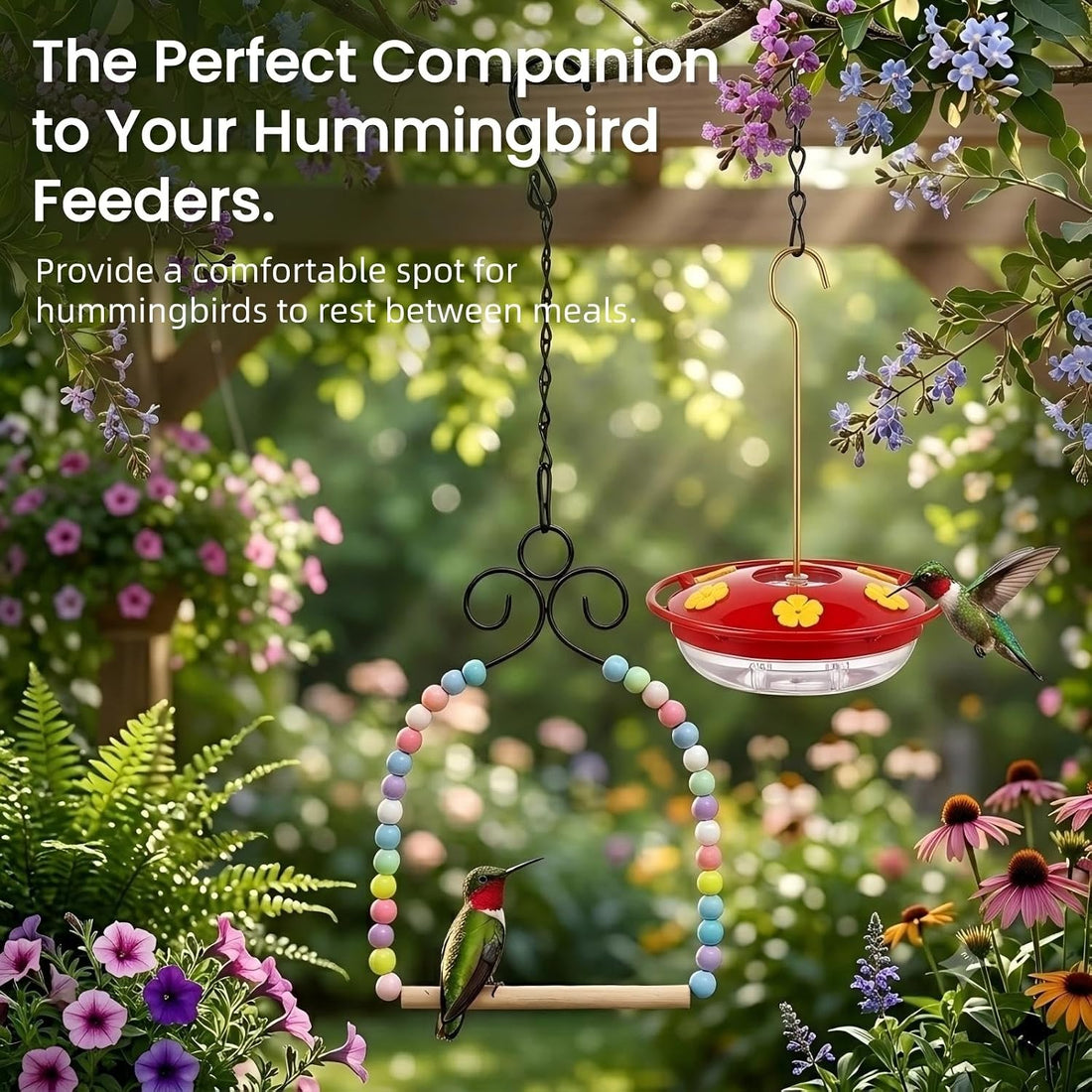 Hummingbird Swings and Perches for Outdoor, Rust-Resistant Metal