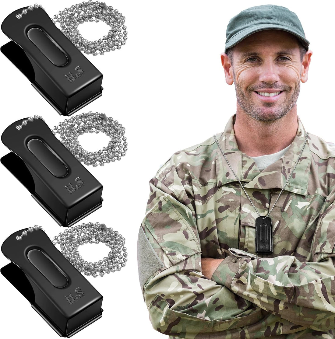 Jenaai 3 Pieces Brass Dog Training Clicker with Chain for Dogs Cats