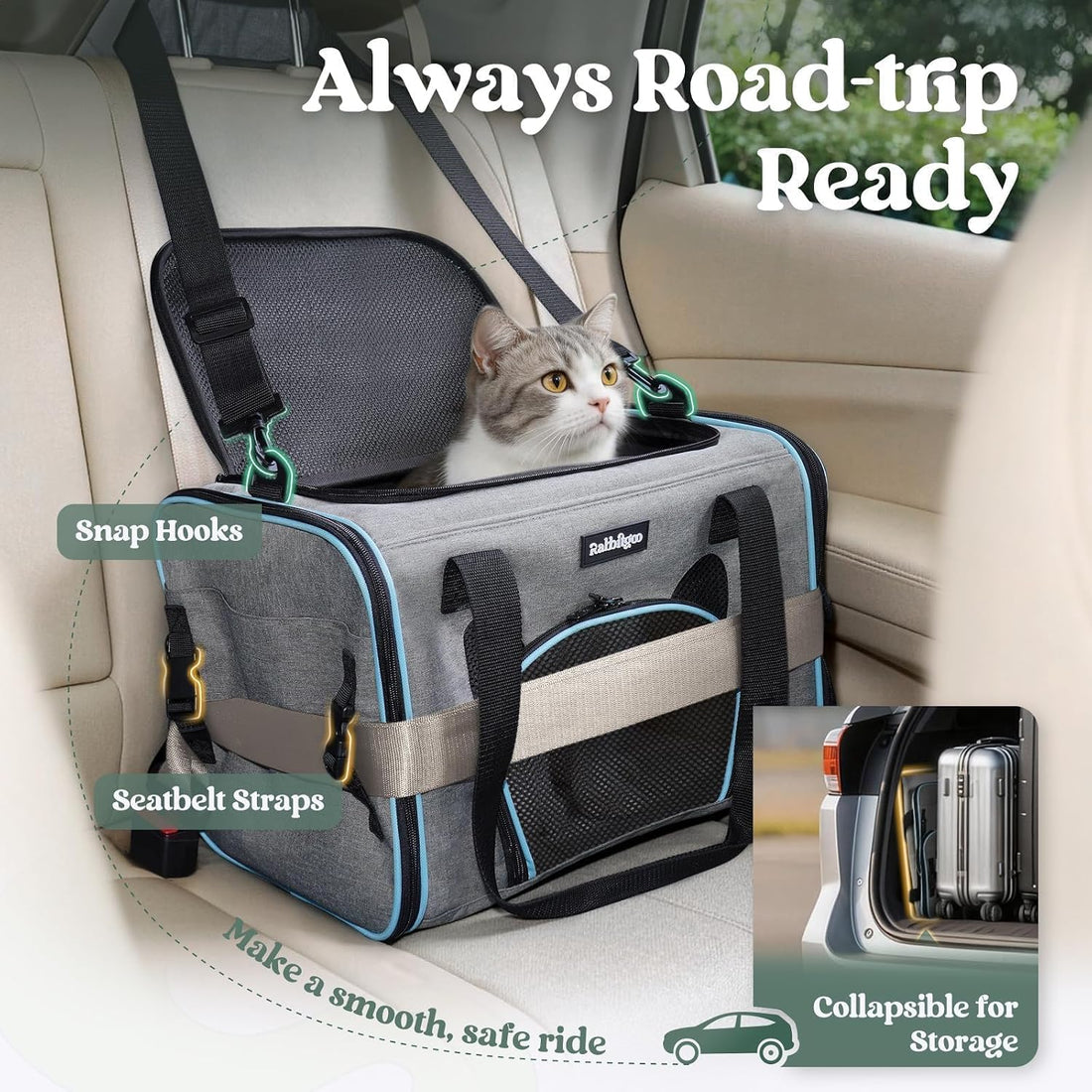 rabbitgoo Cat Carrier Soft with Safety Buckles