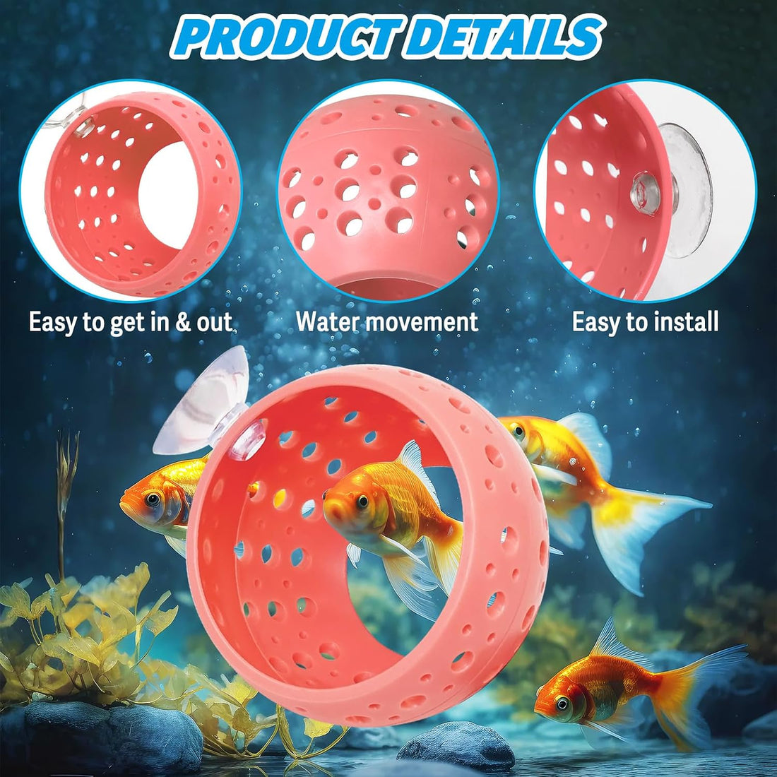 Fhiny Betta Tunnel, Aquarium Betta Fish Hideout with Suction Cup Fish