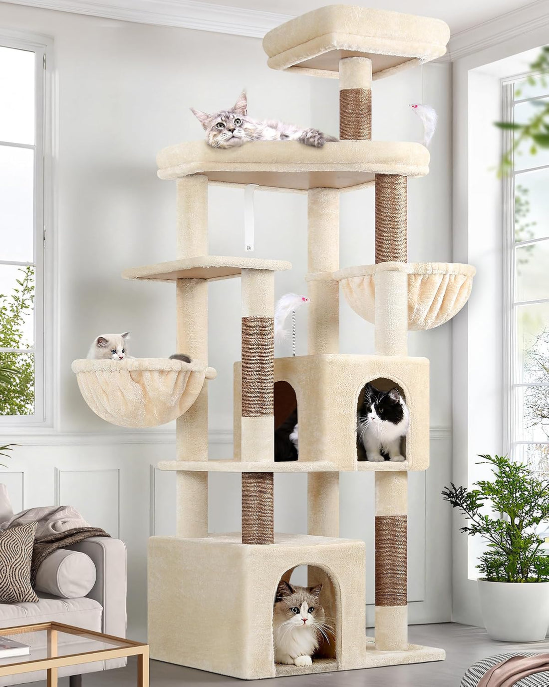 Globlazer Sturdy Cat Tree for Indoor Cats 20 lbs, S68, Cloud Grey