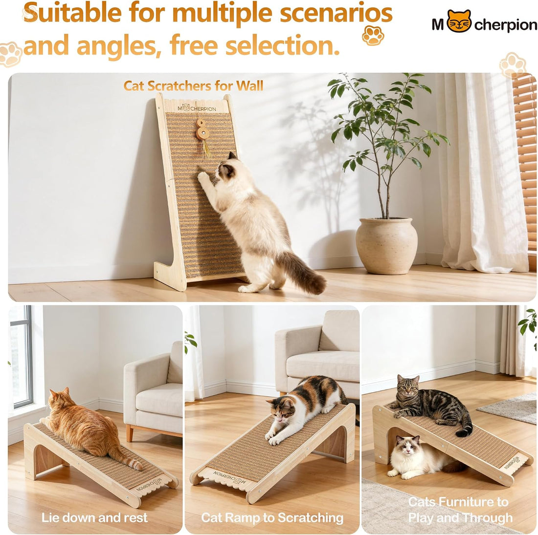 Cork Cat Scratching Cardboard-Cat Scratch Pad for Indoor-Scratcher