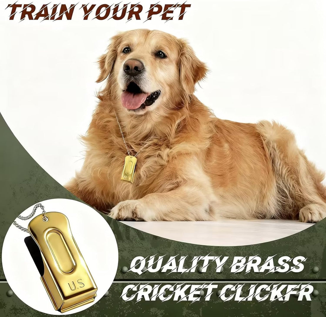 Jenaai 3 Pieces Brass Dog Training Clicker with Chain for Dogs Cats