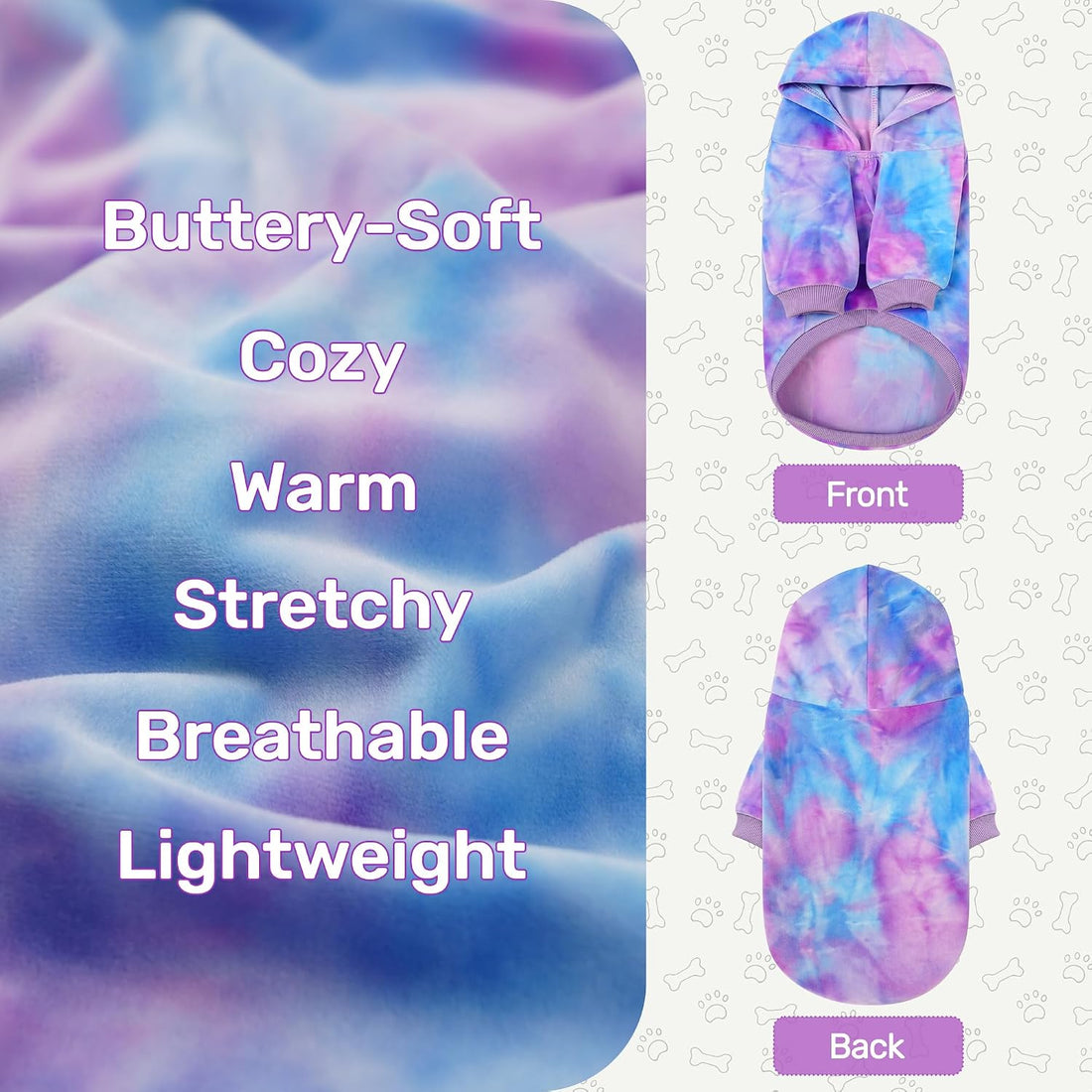 YUDODO Tie Dye Dog Hoodie, Soft Pullover Dog Sweatshirt for Small Dogs
