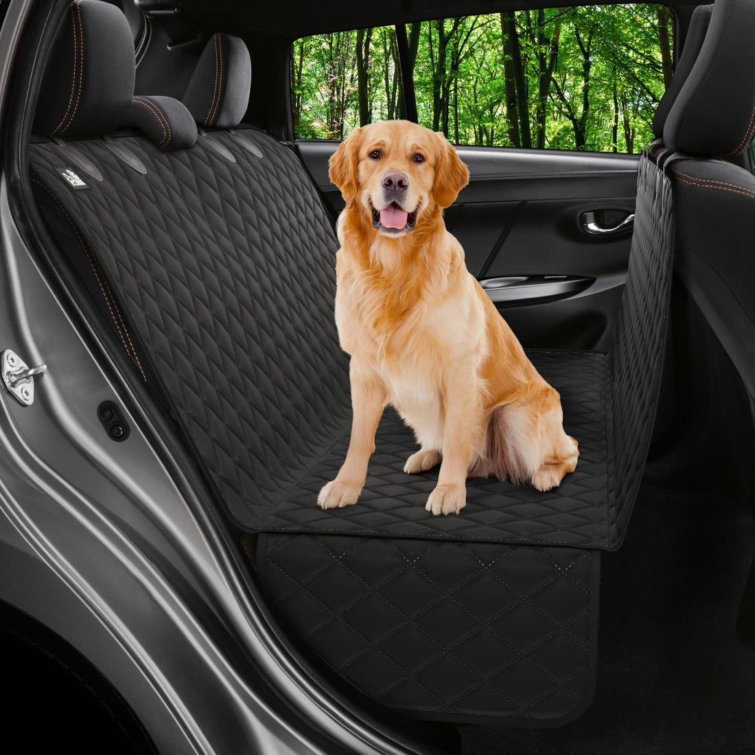 Petloox Dog Car Seat Cover for Back Seat, Waterproof Hammock for Car